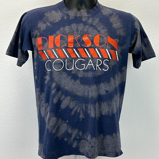 Vintage 80s Dickson County Cougars T Shirt Tennessee High School Blue S Small - Neon Vintage