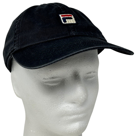 Fila Logo Dad Hat Baseball Cap Six Panel Cotton Strapback Black