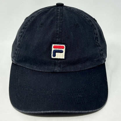 Fila Logo Dad Hat Baseball Cap Six Panel Cotton Strapback Black