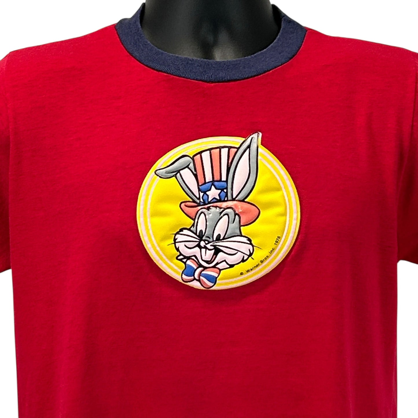 Vintage red T-shirt featuring Bugs Bunny graphic on the front with a patriotic design