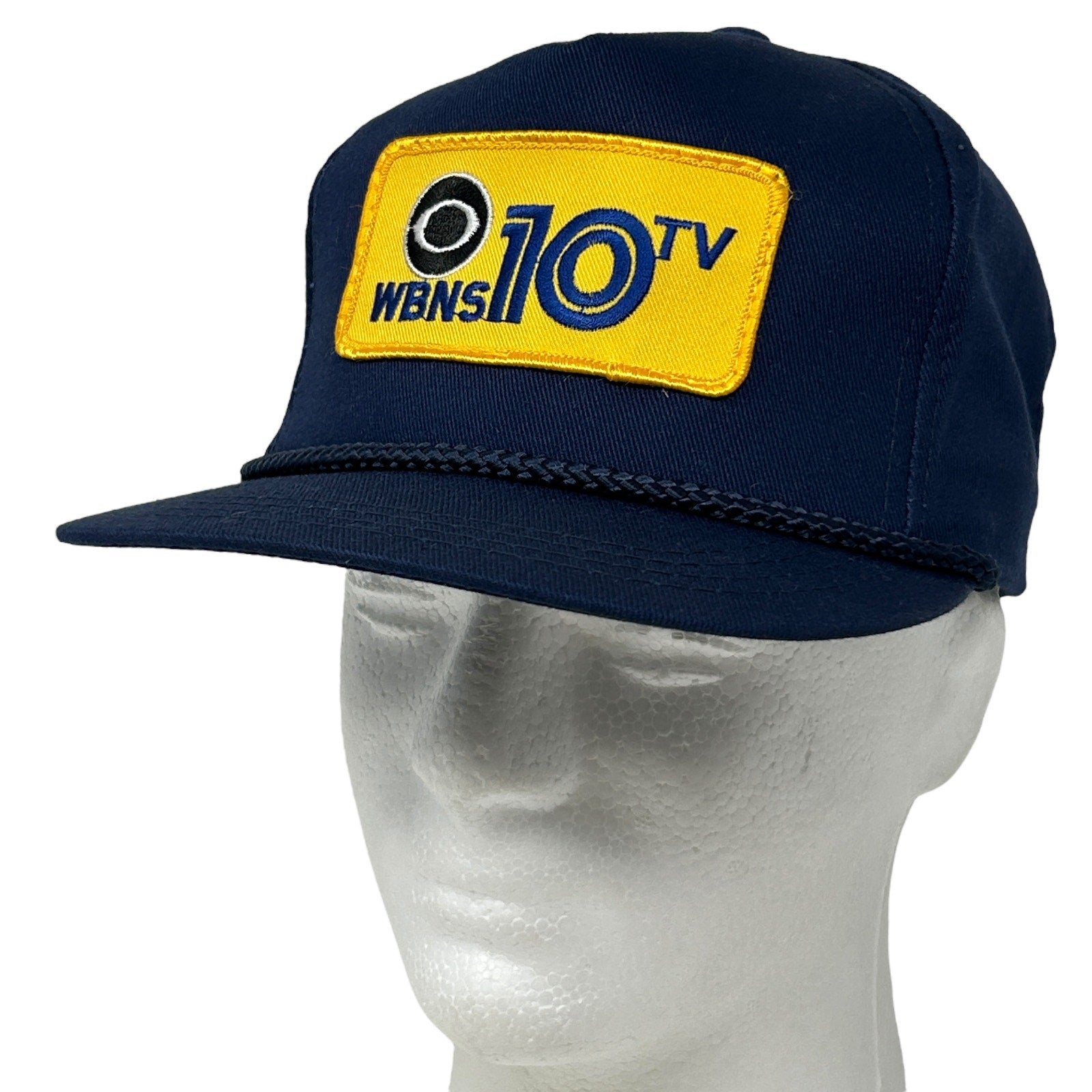 Yupoong Navy WBNS 10TV Hat with Yellow Logo Patch, Front View, One Size Fits Most