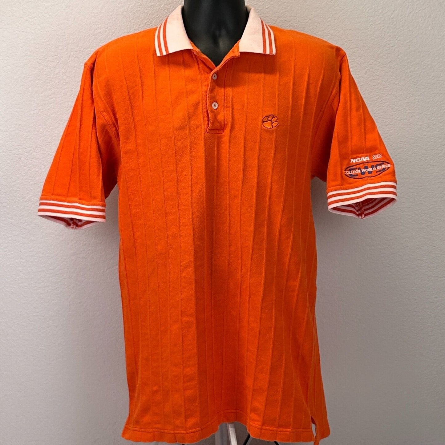 Vintage Clemson Tigers College World Series Polo Mens Large 2002 Shirt Orange