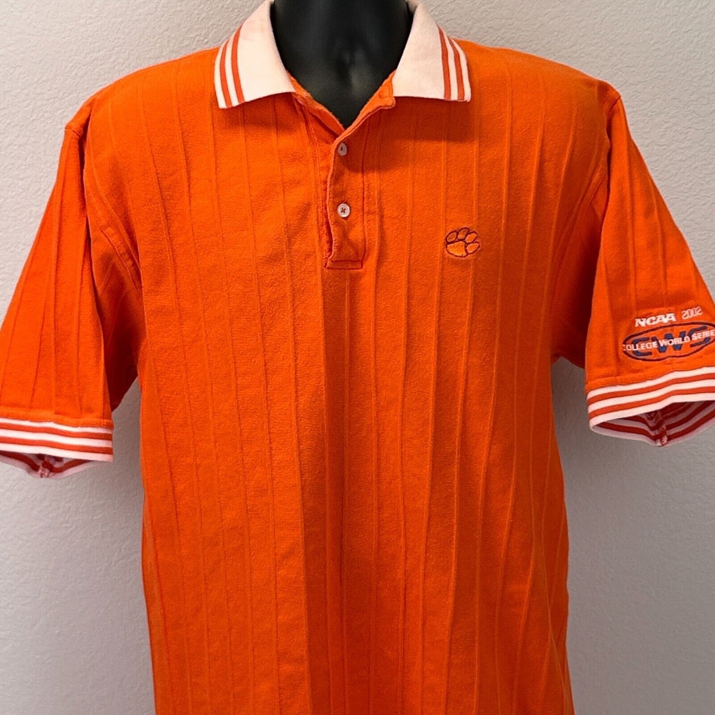 Vintage Clemson Tigers College World Series Polo Mens Large 2002 Shirt Orange