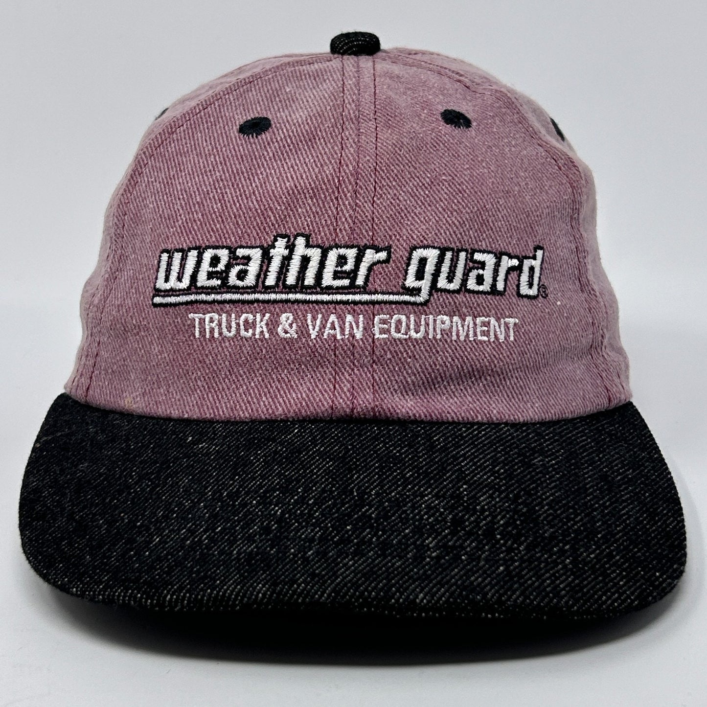 Front view of Weather Guard Hat in pink with black brim and logo for truck and van equipment