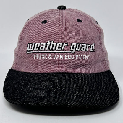 Front view of Weather Guard Hat in pink with black brim and logo for truck and van equipment