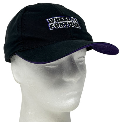 Vintage black cap featuring Wheel of Fortune logo, front view with purple accents