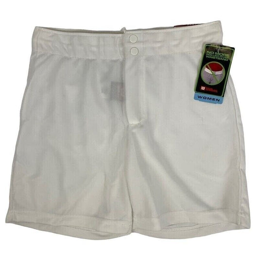 Wilson Performance Shorts Womens Large Coach Gym Athletic Softball White New