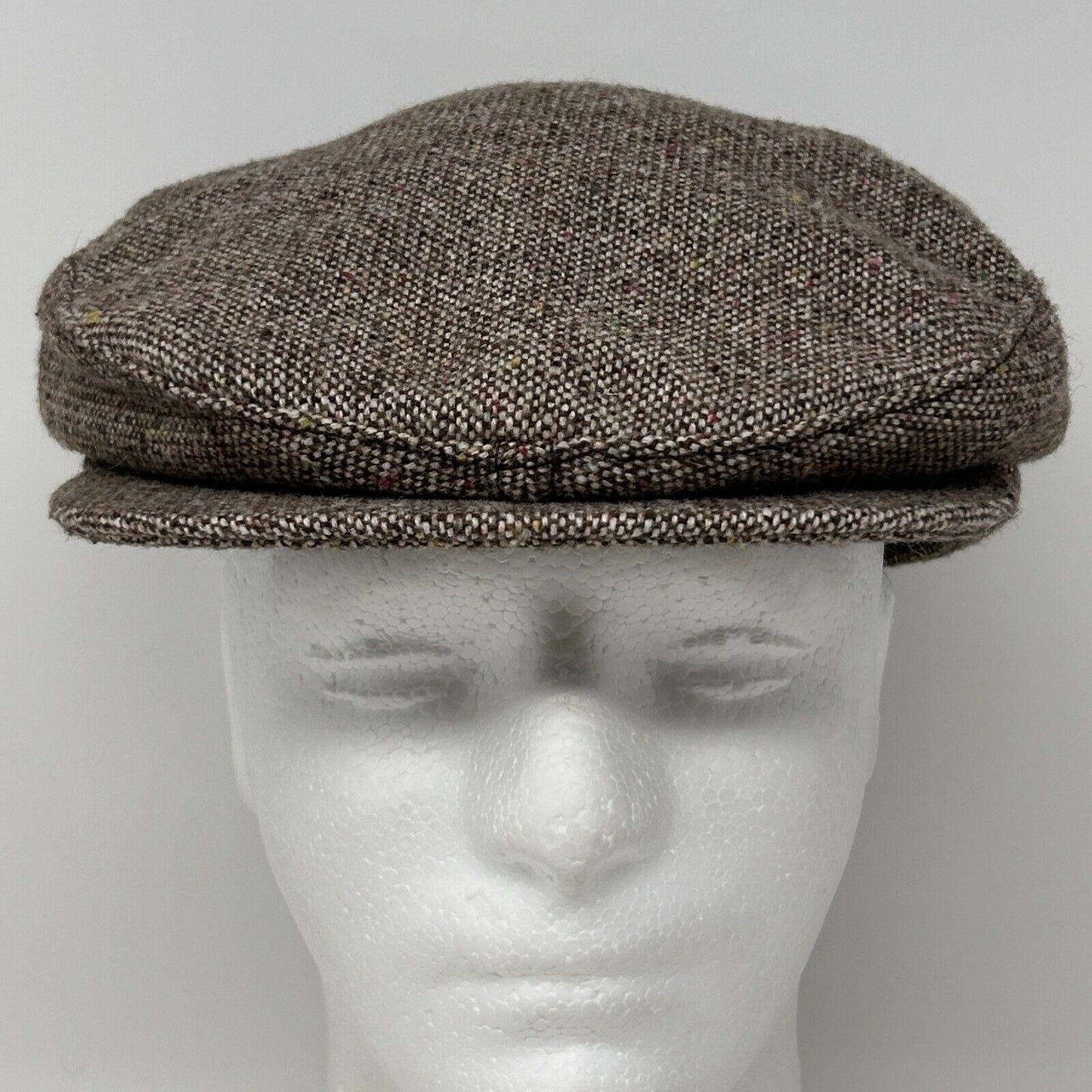 Vintage Tweed Flat Cap Hat Medium Newsboy Cabbie Capas Headwear USA Made Beige