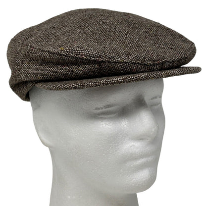 Vintage Tweed Flat Cap Hat Medium Newsboy Cabbie Capas Headwear USA Made Beige