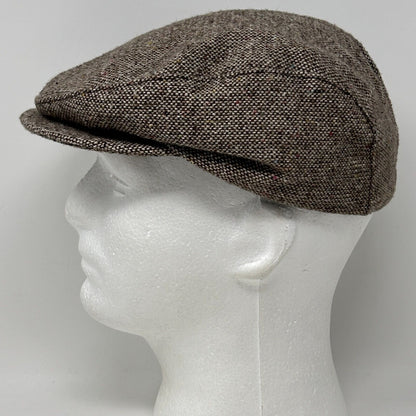 Vintage Tweed Flat Cap Hat Medium Newsboy Cabbie Capas Headwear USA Made Beige