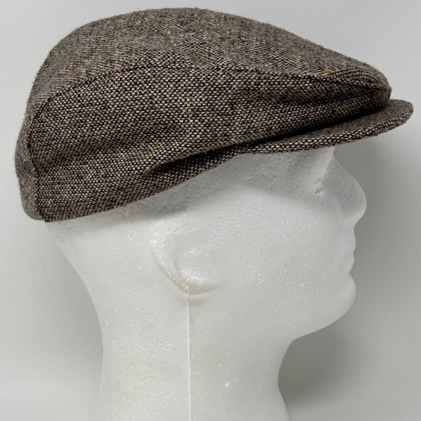 Vintage Tweed Flat Cap Hat Medium Newsboy Cabbie Capas Headwear USA Made Beige