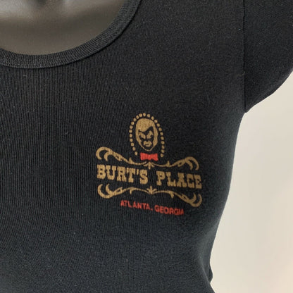 Vintage Burts Place T Shirt Womens XXS Burt Reynolds Nightclub Atlanta 80s Black