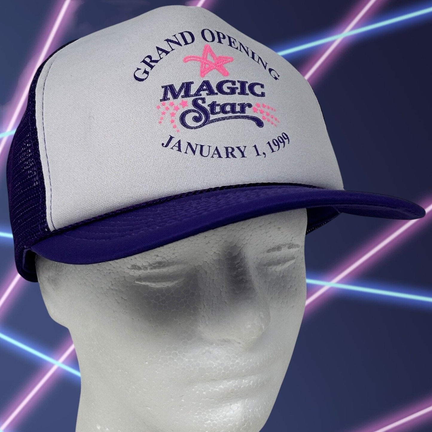 Vintage Magic Star Casino Trucker Hat Baseball Cap Henderson 90s Snapback Purple