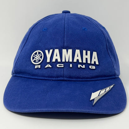 Blue Yamaha Racing Cap with Front Logo and Icon Detail for Motorsports Fans