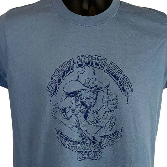 Vintage 80s Bobby John Henry T Shirt Wishbone Willie Band Country Blue M Medium