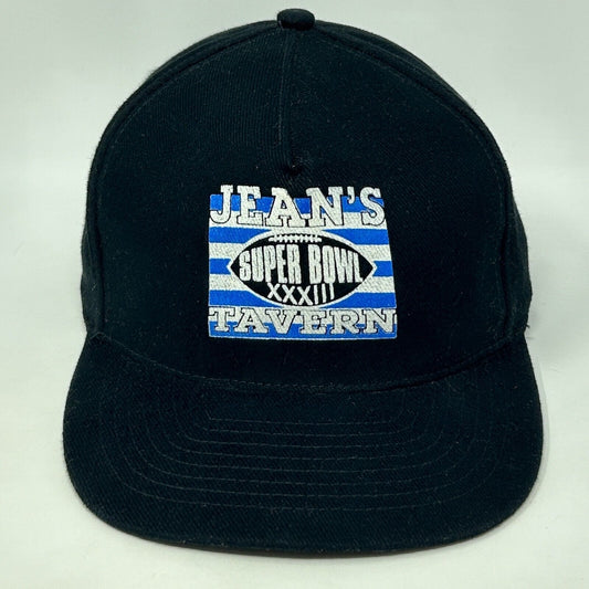 Gorra de béisbol vintage de los Denver Broncos de los años 90, color negro, con la inscripción Tavern Super Bowl XXXIII