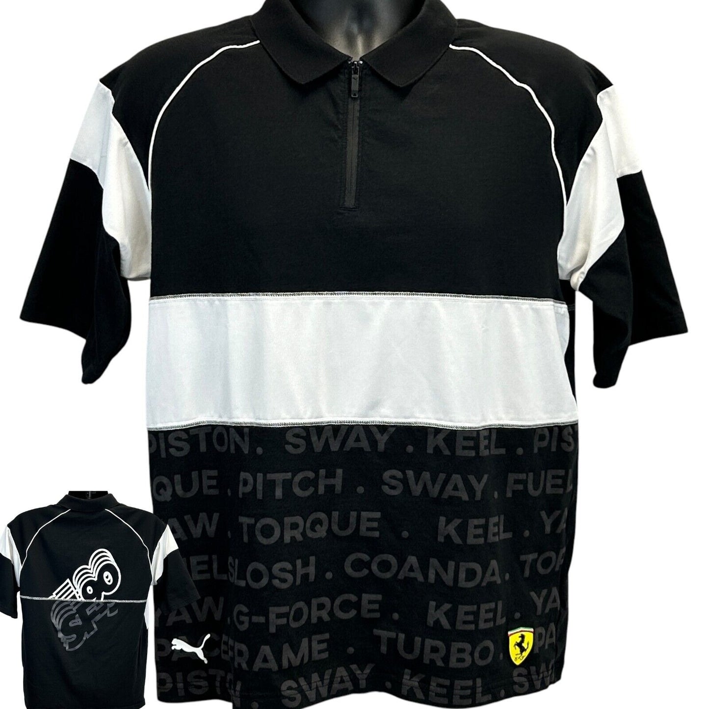 Ferrari SF90 Stradale Puma Polo Shirt Mens Medium Scuderia Short Sleeve Black