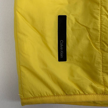 Calvin Klein CK Vest Mens Small Yellow Waist Length Pockets Mock Neck Packable