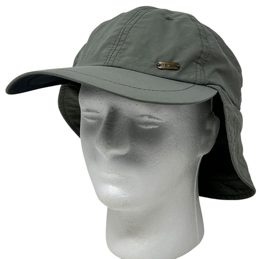 Stetson No Fly Zone Fishing Hat Baseball Cap L-XL Neck Flap UPF 50 6 Panel Green