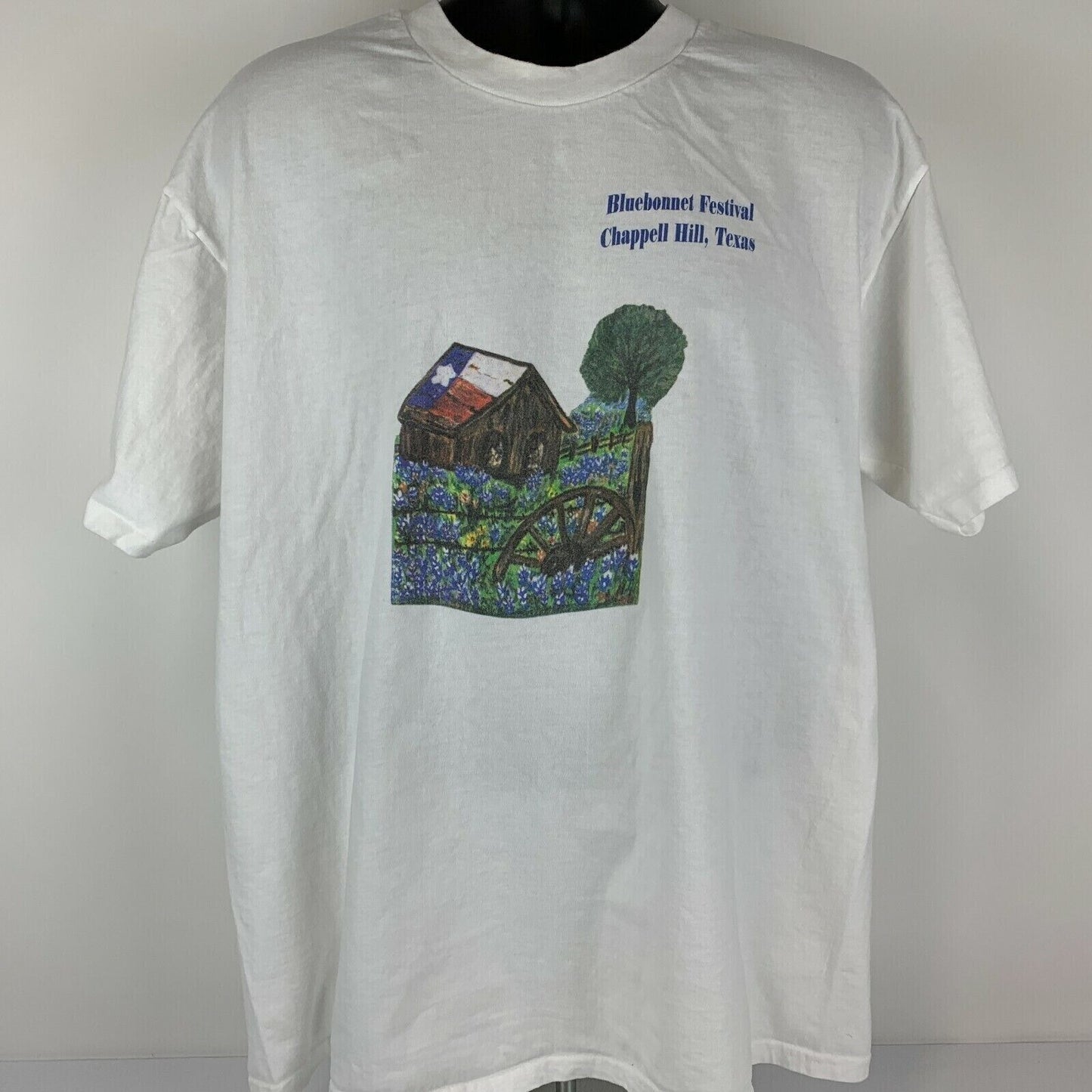 Vintage Bluebonnet Festival T Shirt Mens X-Large 90s Chappell Hill Texas White