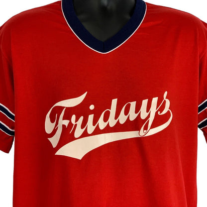 Vintage TGI Fridays 23 Ringer T Shirt Mens Large Softball Baseball USA Made Red