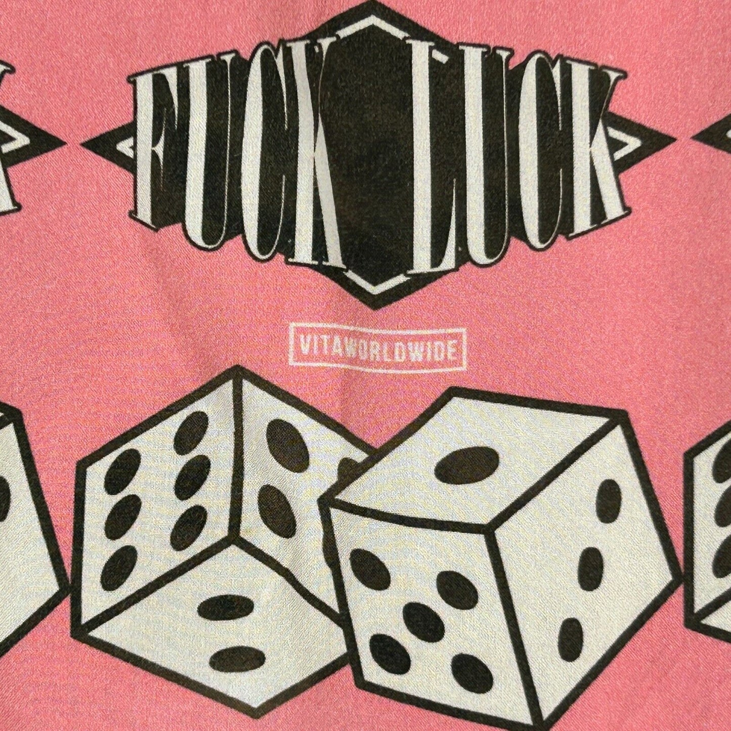 F-ck Luck Gambling Button Front Shirt Las Vegas Craps Vita Worldwide Pink Medium