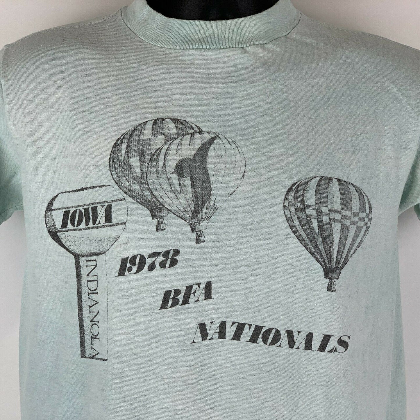 Vintage 1970s Indianola Hot Air Balloon Race Medium T Shirt Iowa BFA Graphic Tee