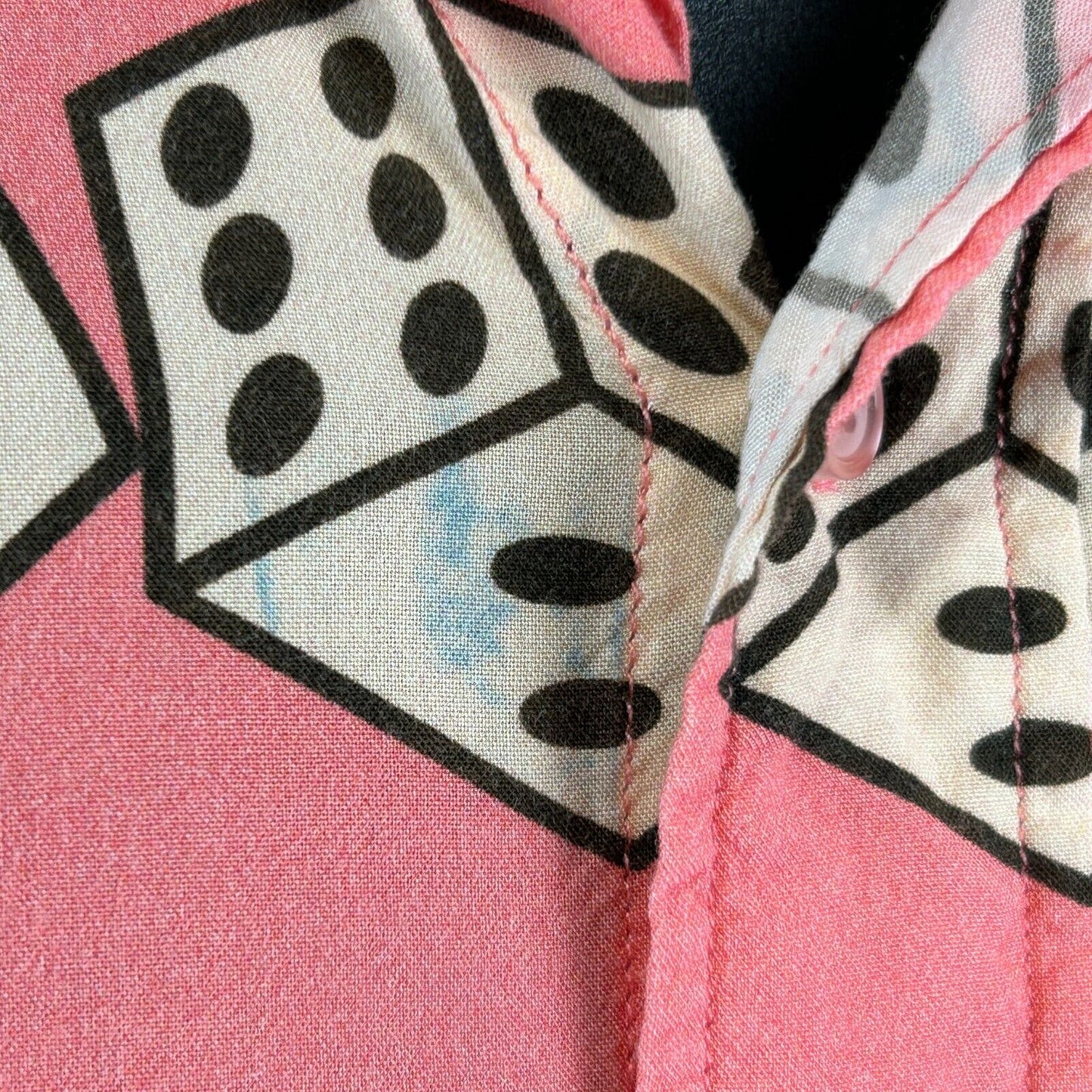 F-ck Luck Gambling Button Front Shirt Las Vegas Craps Vita Worldwide Pink Medium