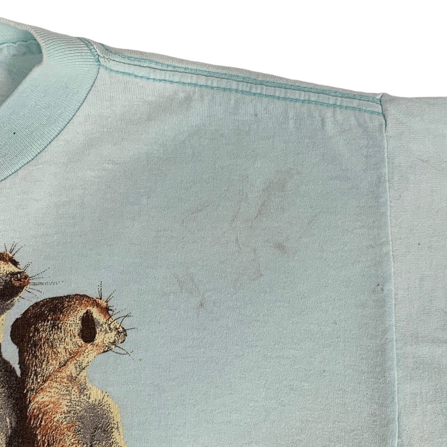 Vintage 80s Grey Meerkats Smithsonian Institution T Shirt Nature Blue Tee Large