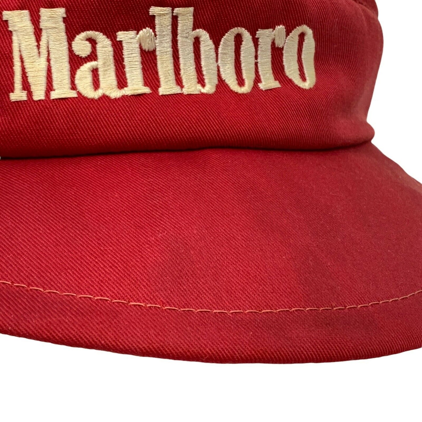 Vintage 80s Marlboro Sun Visor Hat Red Tobacco Tobacciana Made In USA
